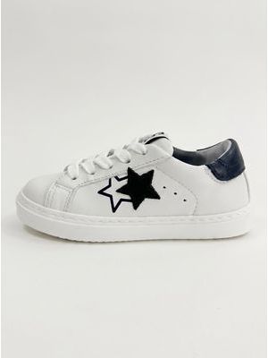 1. Handcrafted sneakers with side logo White-Blue