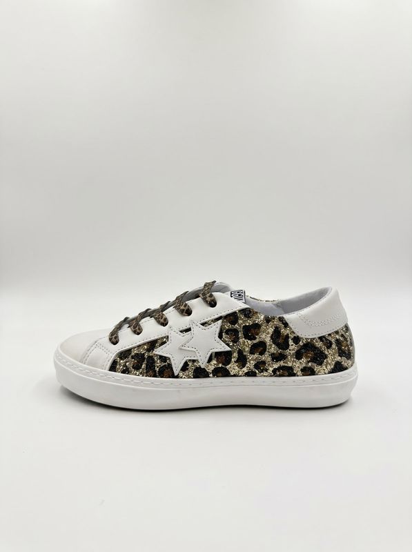 Scarpe sneakers artigianali con logo laterale Oro-Marrone 2Star