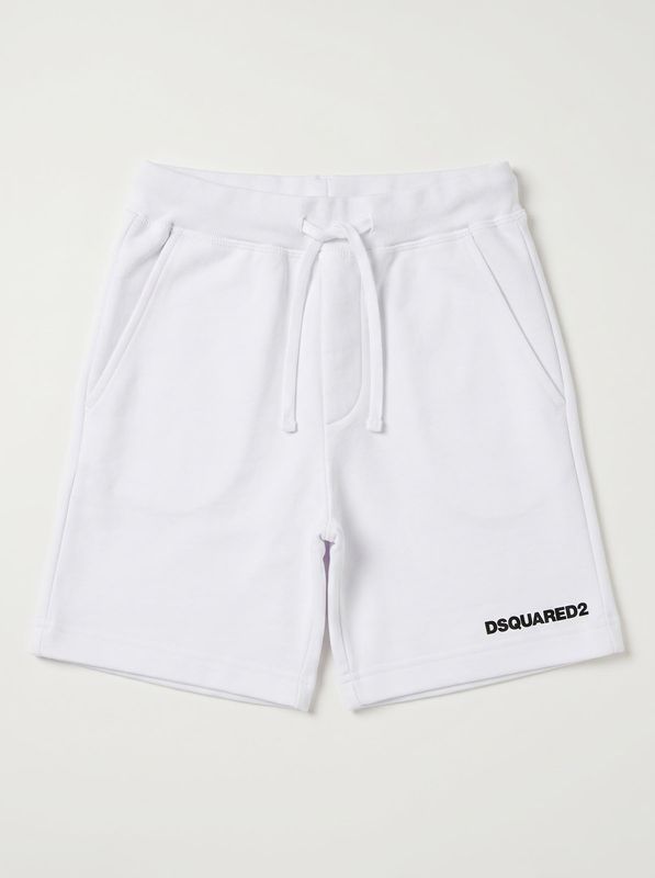 Solid color Bermuda shorts with side logo White Dsquared