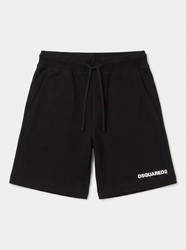 Solid color Bermuda shorts with side logo Black Dsquared