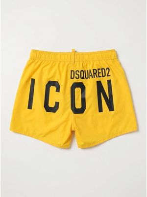 2. Solid color swimsuit with logo Mustard