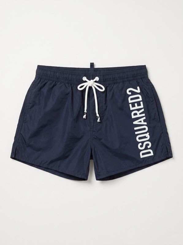 Solid color swimsuit with logo Blue Dsquared