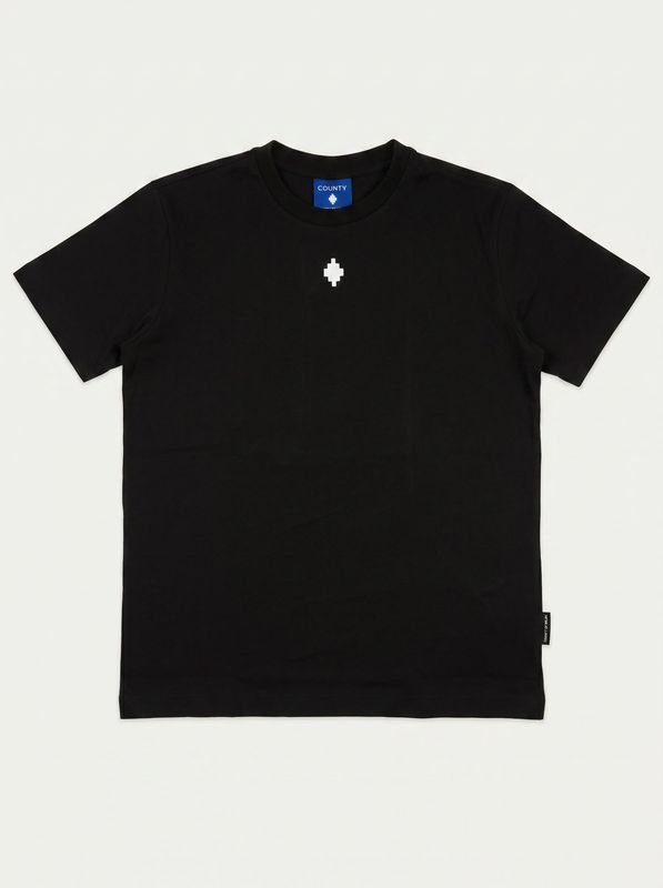 T-shirt tinta unita con logo centrale Nero County of Milan