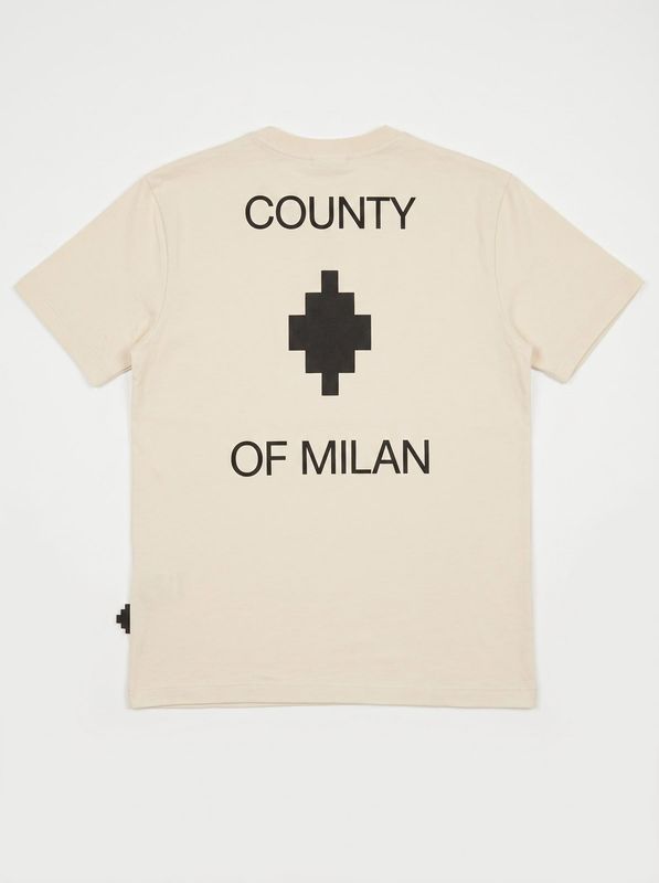 2. Solid color T-shirt with central logo Cream County of Milan bth008