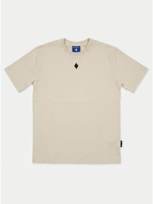 1. Solid color T-shirt with central logo Cream
