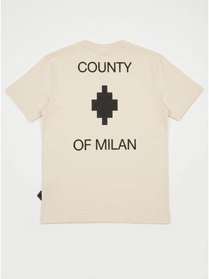 2. Solid color T-shirt with central logo Cream