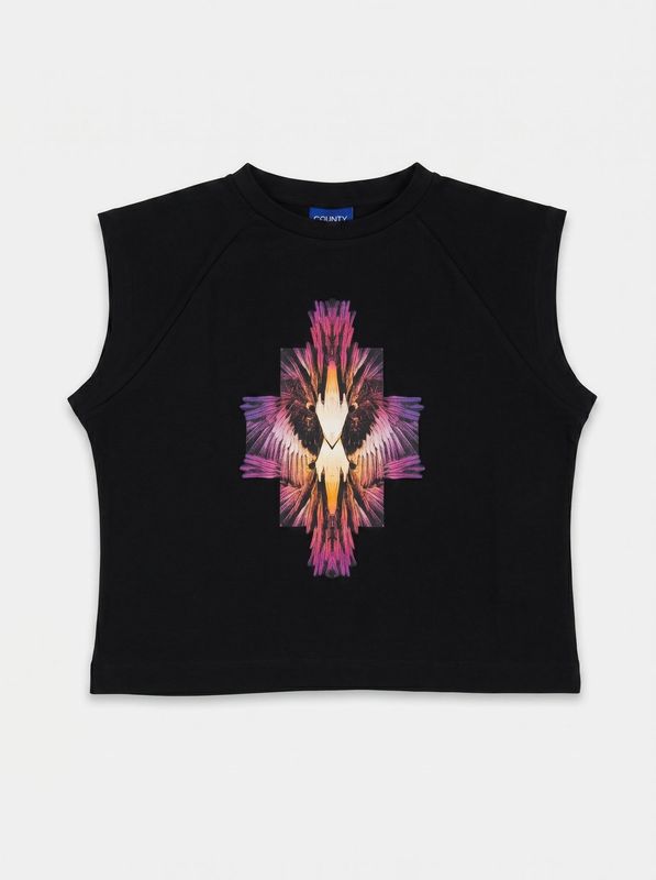 T-shirt smanicata Nero County of Milan