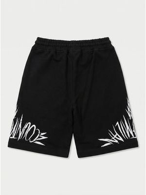 2. Bermuda tinta unica con grande logo ai lati Nero