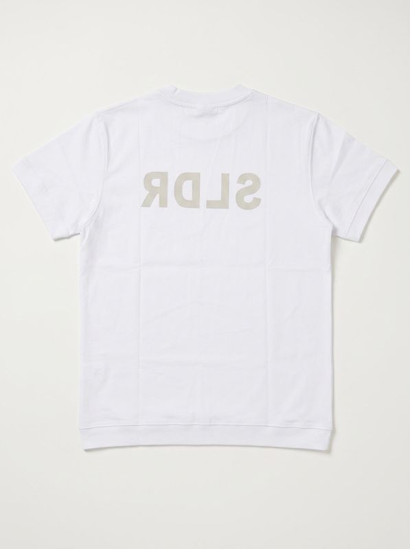 2. One-color T-shirt with raised logo White Soldier sol.28 jeans