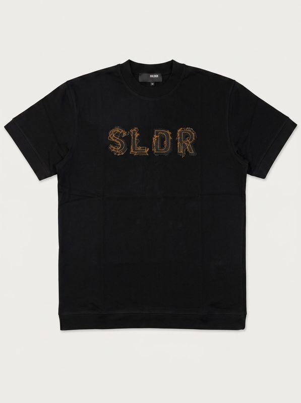One-color T-shirt with raised logo Black Soldier
