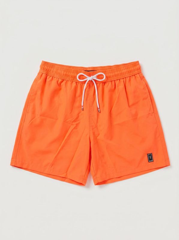 Solid color swimsuit with rubberized logo Fluorescent Orange Soldier