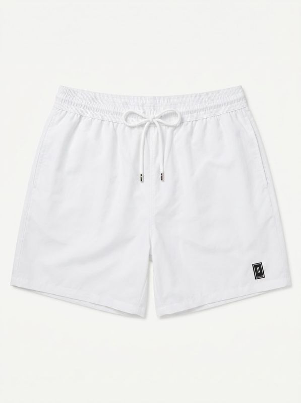 Solid color swimsuit with rubberized logo White Soldier