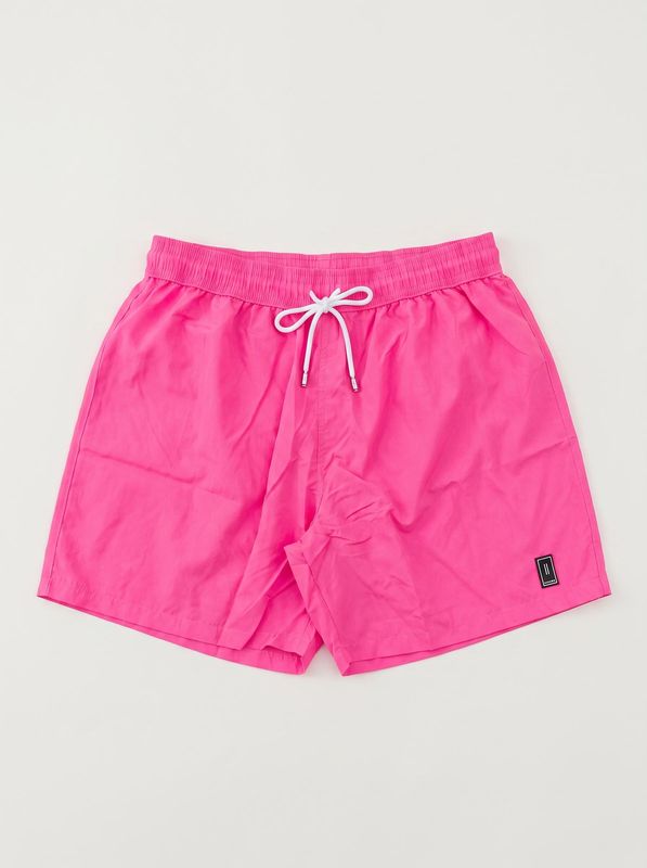 Solid color swimsuit with rubberized logo Fuxia Fluo Soldier