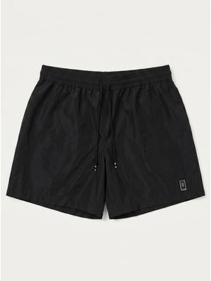1. Solid color swimsuit with rubberized logo Black