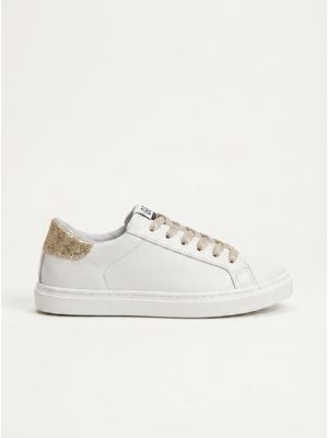 2. Handcrafted sneakers with side logo White-Gold