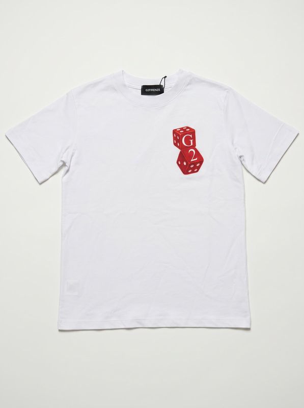 1. T-shirt logata Bianco G2 Firenze dadi