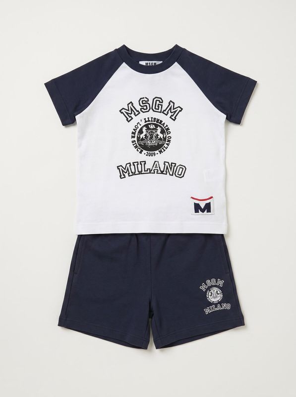 Completo logato Bianco-Blu MSGM