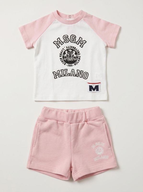 Completo logato Bianco-Rosa MSGM
