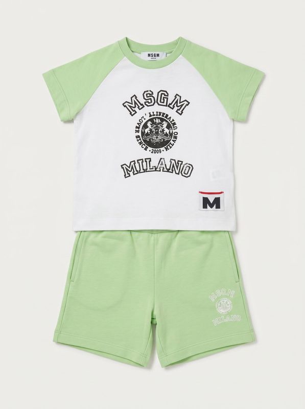 Completo logato Bianco-Verde MSGM