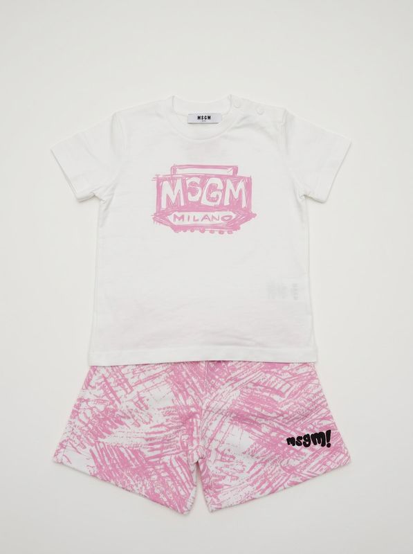 Completo logato Bianco-Rosa MSGM