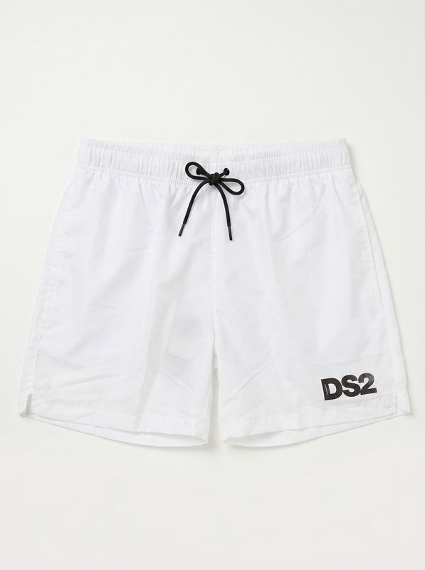 Costume mare unica tinta con logo laterale Bianco DS2