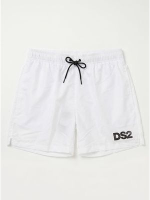 1. Costume mare unica tinta con logo laterale Bianco