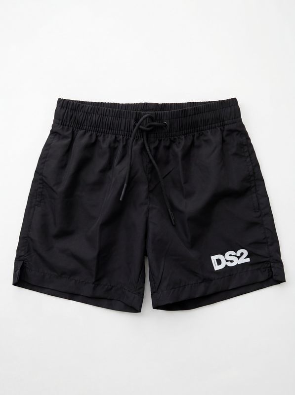 Costume mare tinta unita con logo anteriore Nero DS2