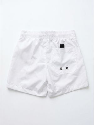 2. Costume mare tinta unita con logo anteriore Bianco