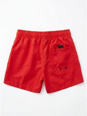 2. Costume mare tinta unita con logo anteriore Rosso