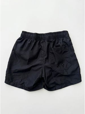 2. Costume mare tinta unita con logo laterale Nero-Rosso