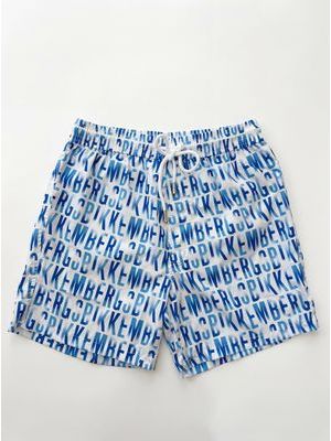 1. Costume mare logato Bianco-Blu