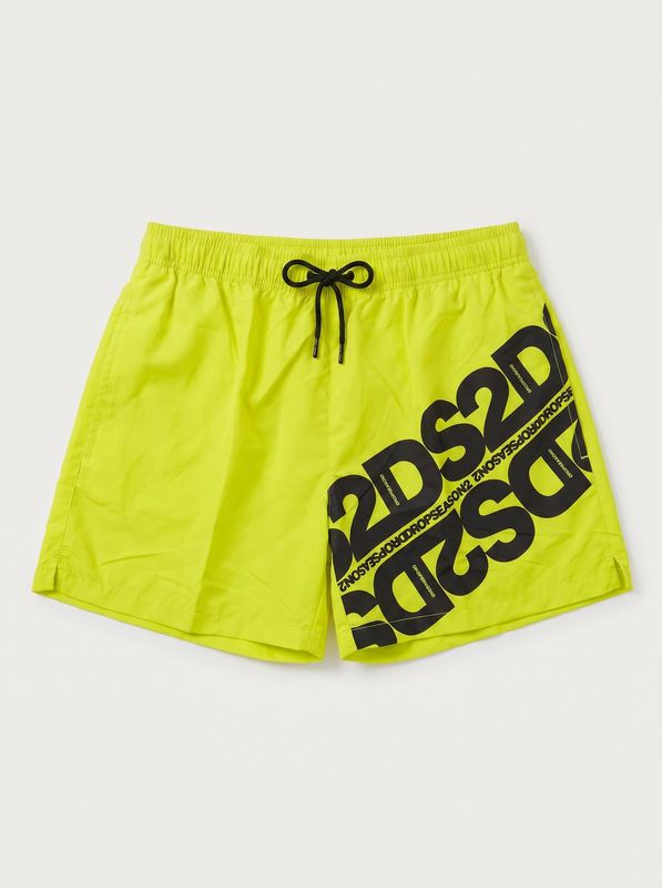 Costume mare tinta unita con logo laterale Lime DS2