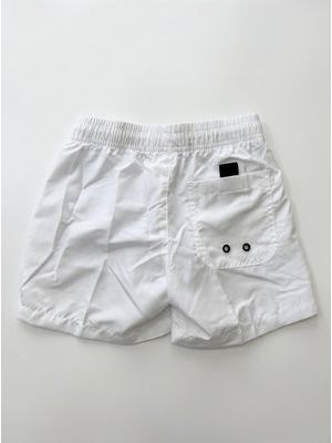 2. Costume mare tinta unita con logo laterale Bianco