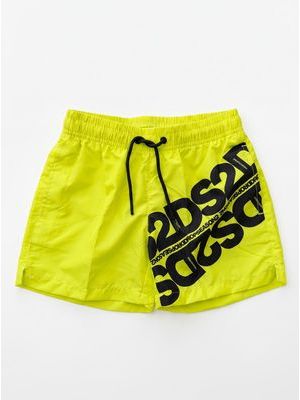 1. DROP SEASON solid color swimwear with side logo Lime