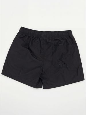 2. Costume mare tinta unita con logo laterale Nero-Rosso