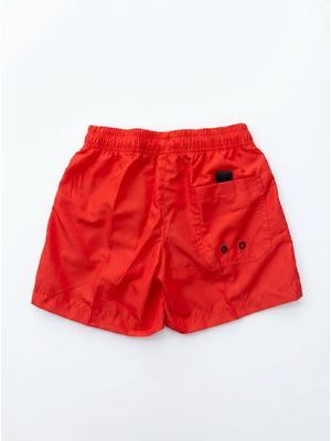 2. Costume mare tinta unita con logo laterale Rosso
