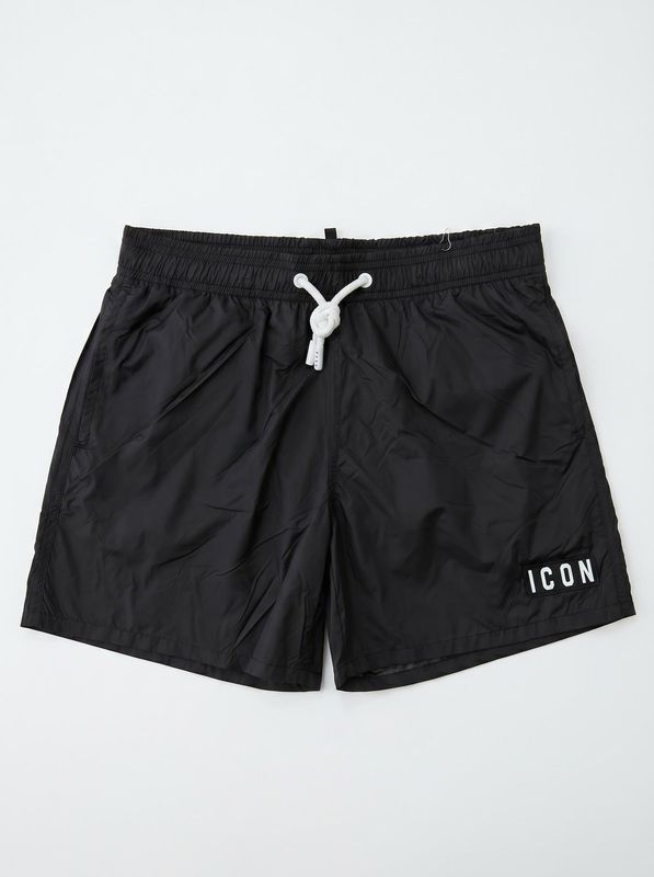 ICON solid color swimwear with front and back logo Black Icon
