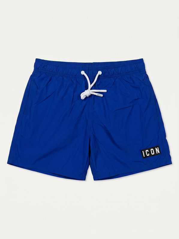 ICON solid color swimwear with front and back logo Royal Icon