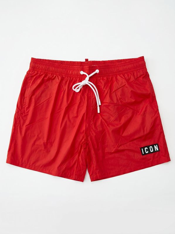 ICON solid color swimwear with front and back logo Red Icon