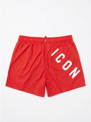 2. ICON solid color swimwear with front and back logo Red