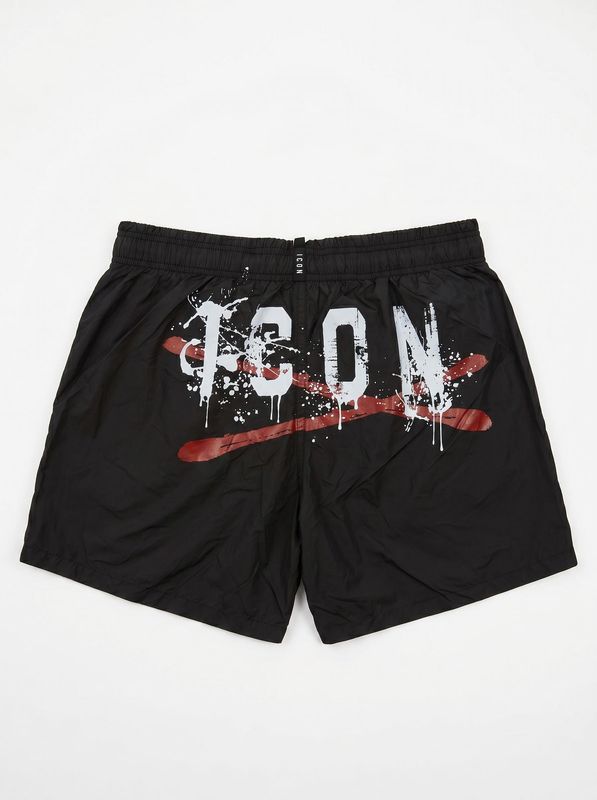 2. ICON solid color swimwear with front and back logo Black Icon ibcs001177