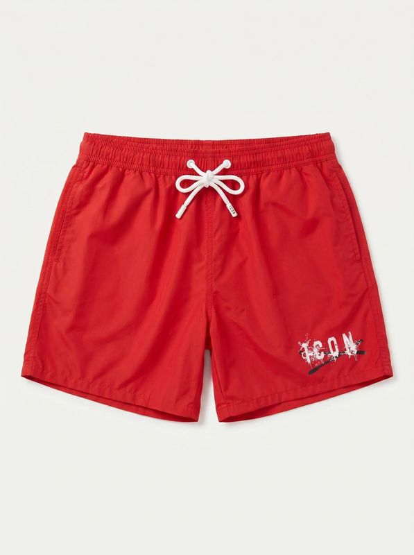 ICON solid color swimwear with front and back logo Red Icon