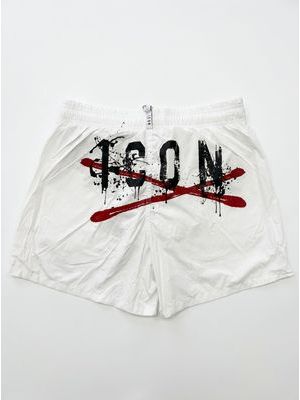 2. ICON solid color swimwear with front and back logo White