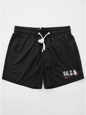 1. ICON solid color swimwear with front and back logo Black