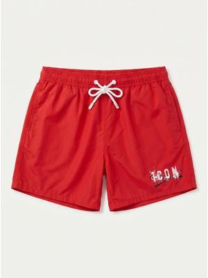 1. ICON solid color swimwear with front and back logo Red