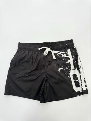 1. Costume mare con stampa laterale Nero