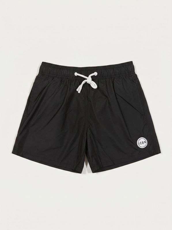 ICON solid color swimwear with back logo Black Icon