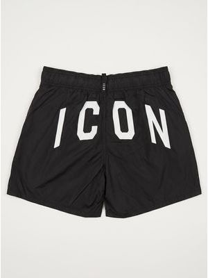 2. ICON solid color swimwear with back logo Black