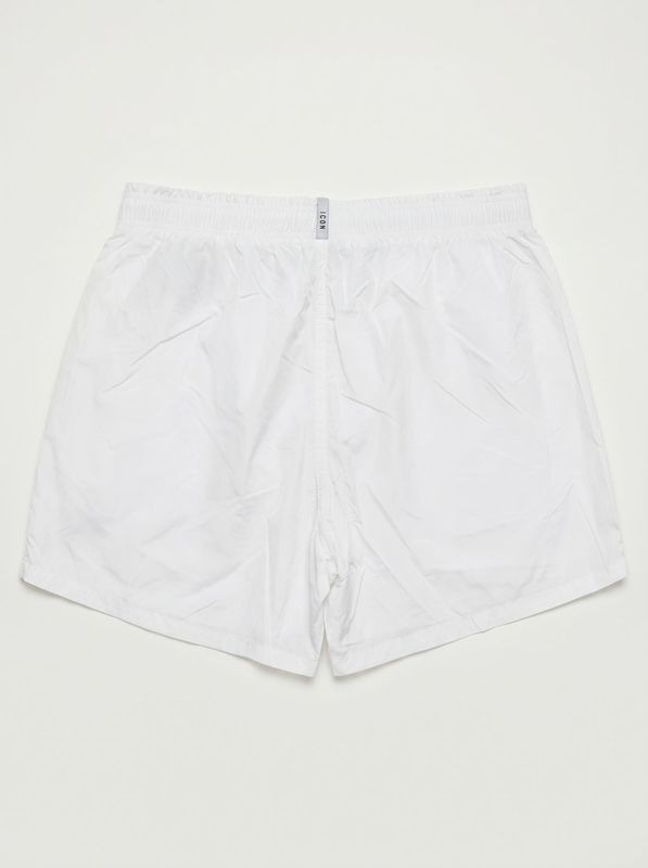 2. Solid color swimsuit with logo Black and White Icon iuw002