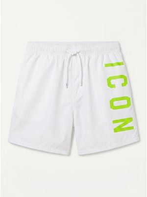 1. Solid color swimsuit with logo White-Green